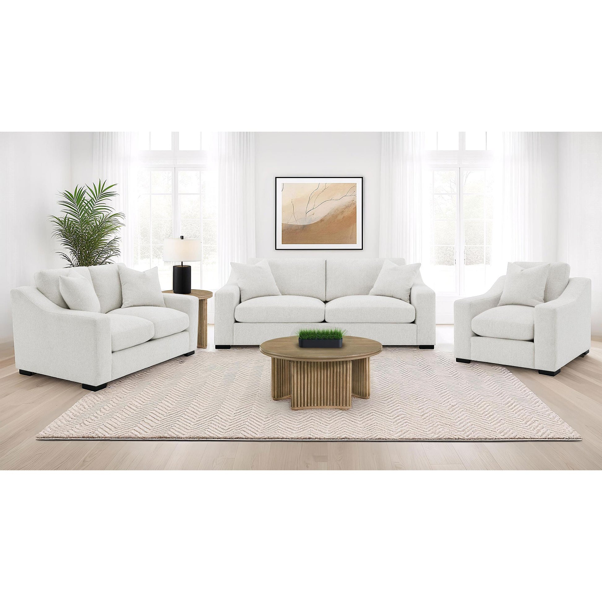  Coaster Furniture Ashlyn 552093 Fabric Upholstered Track Arm Accent Chair - Sand IMAGE 11