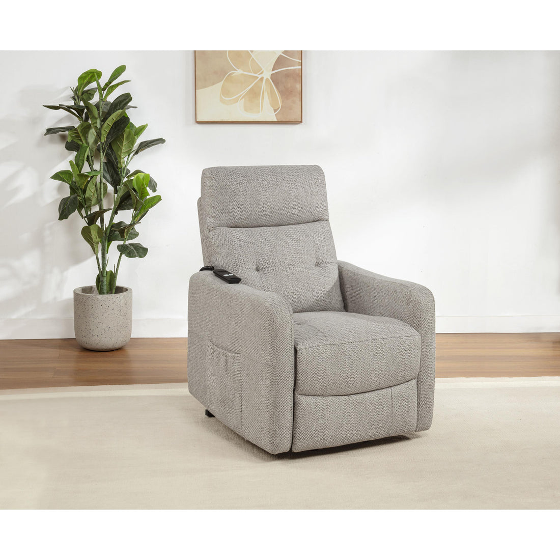 Coaster Furniture Dayes 600131P Upholstered Power Lift Recliner Chair - Taupe IMAGE 1