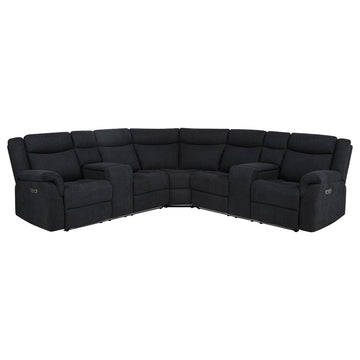  Coaster Furniture Hagen 600500P Upholstered Power Reclining Sectional Sofa - Steel Grey IMAGE 1