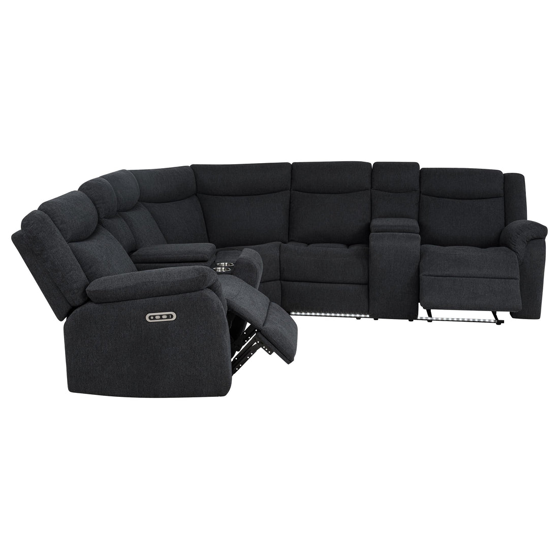  Coaster Furniture Hagen 600500P Upholstered Power Reclining Sectional Sofa - Steel Grey IMAGE 1