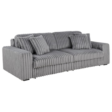  Coaster Furniture Jacana 600536P Corduroy Upholstered Dual Power Chaise Sofa - Grey IMAGE 1
