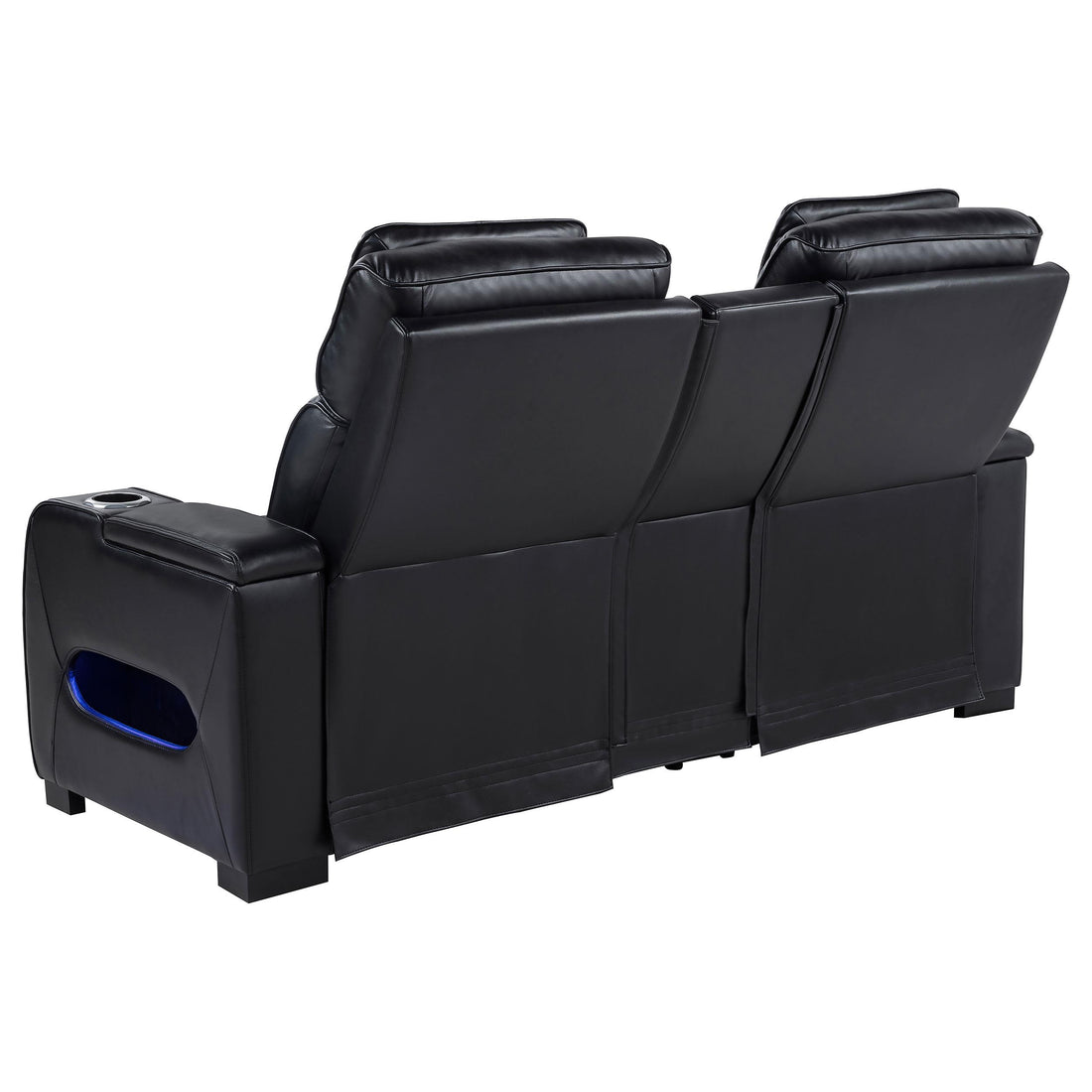  Coaster Furniture Zuma 603252PP Faux Leather Dual Power Reclining LED Loveseat - Black IMAGE 1