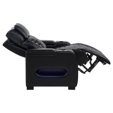  Coaster Furniture Zuma 603253PP Faux Leather Upholstered Dual Power LED Recliner - Black IMAGE 1