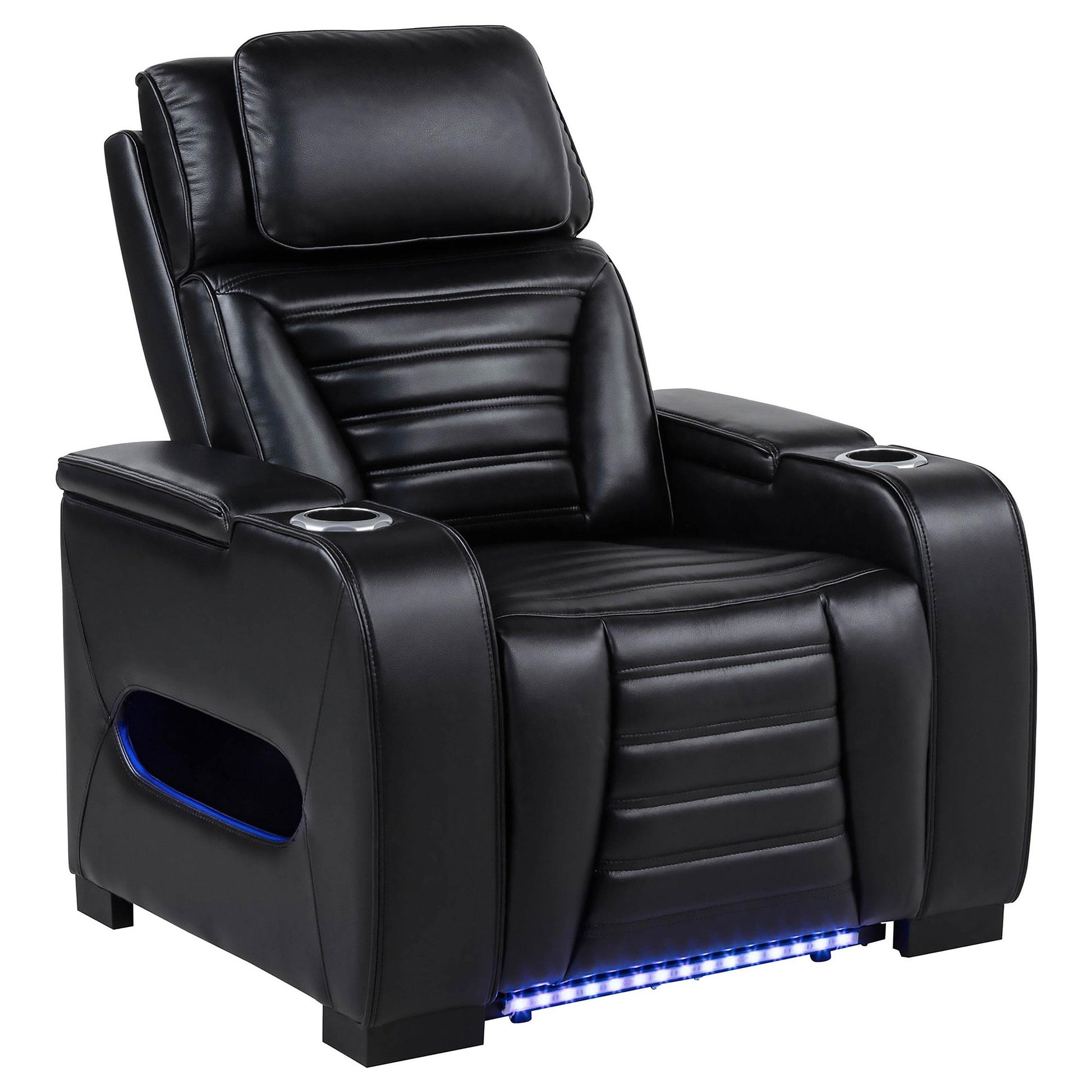  Coaster Furniture Zuma 603253PP Faux Leather Upholstered Dual Power LED Recliner - Black IMAGE 2