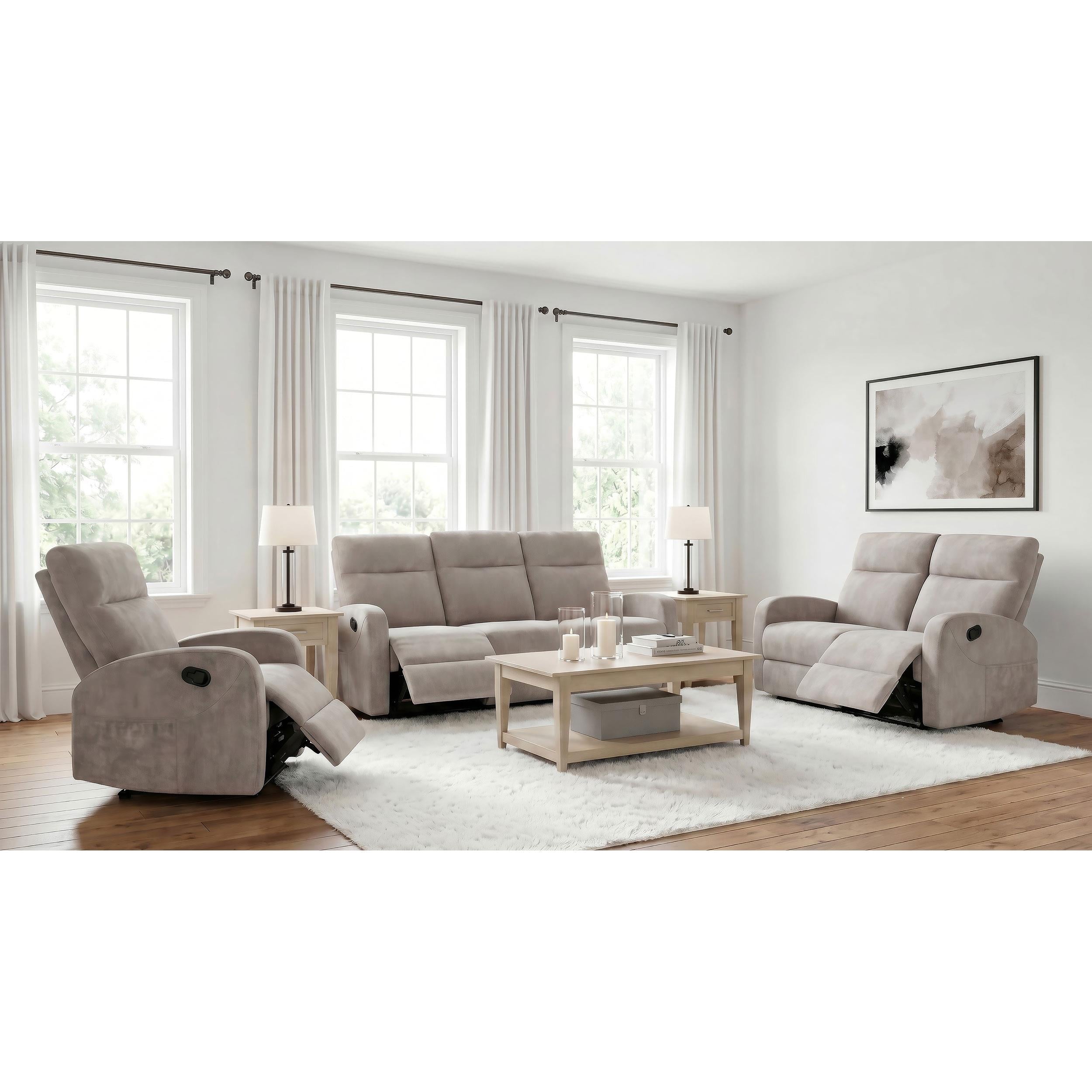  Coaster Furniture Hamilton 603372 Chenille Upholstered Manual Reclining Loveseat - Sand IMAGE 12