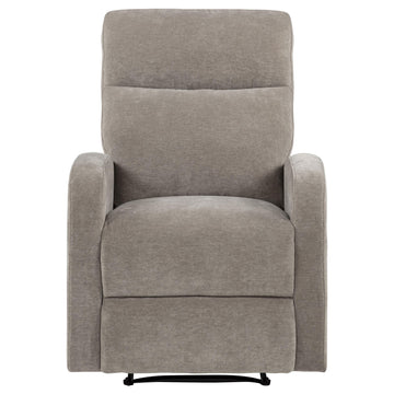  Coaster Furniture Hamilton 603373 Chenille Upholstered Manual Glider Recliner - Sand IMAGE 1