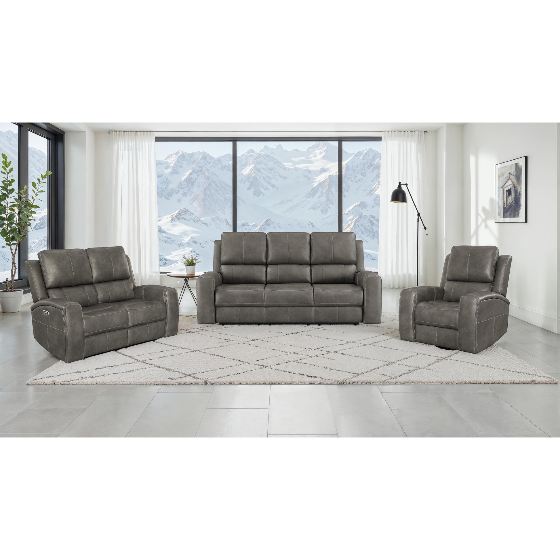  Coaster Furniture Brickston 603431PPP Triple Power Reclining Sofa - Charcoal IMAGE 4