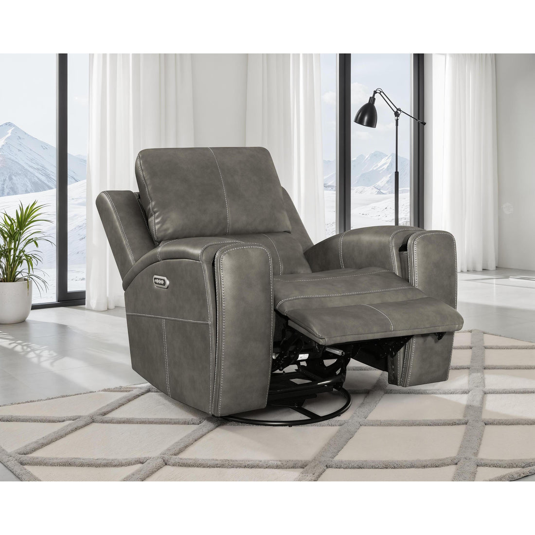  Coaster Furniture Brickston 603433PPP Triple Power Swivel Glider Recliner - Charcoal IMAGE 1