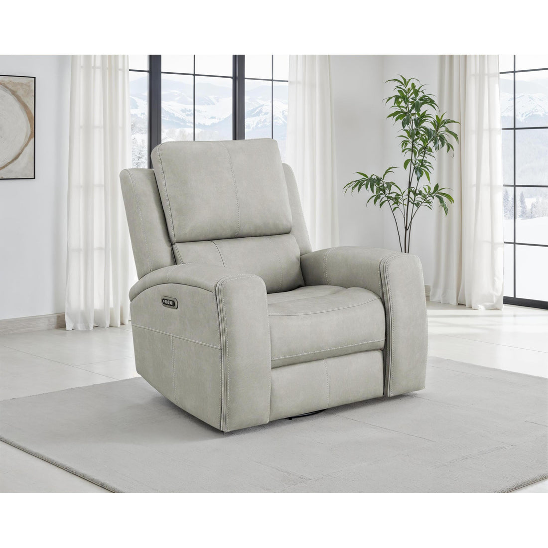  Coaster Furniture Brickston 603436PPP Triple Power Swivel Glider Recliner - Grey IMAGE 1