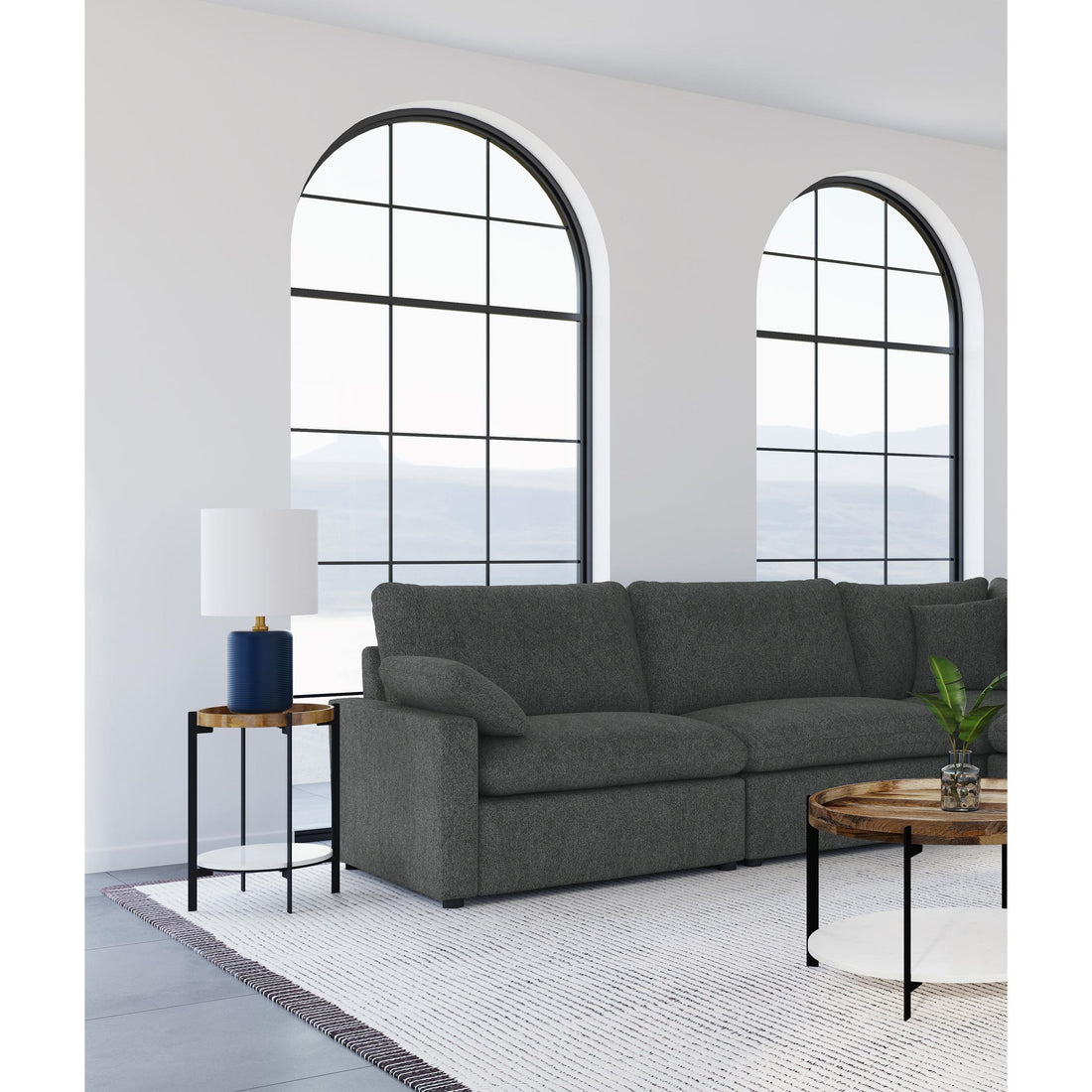  Coaster Furniture Collins 609530AC Modular Armless Chair - Dark Grey IMAGE 1