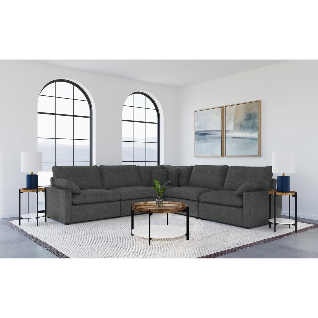  Coaster Furniture Collins 609530CRN Modular Corner Chair - Dark Grey IMAGE 1