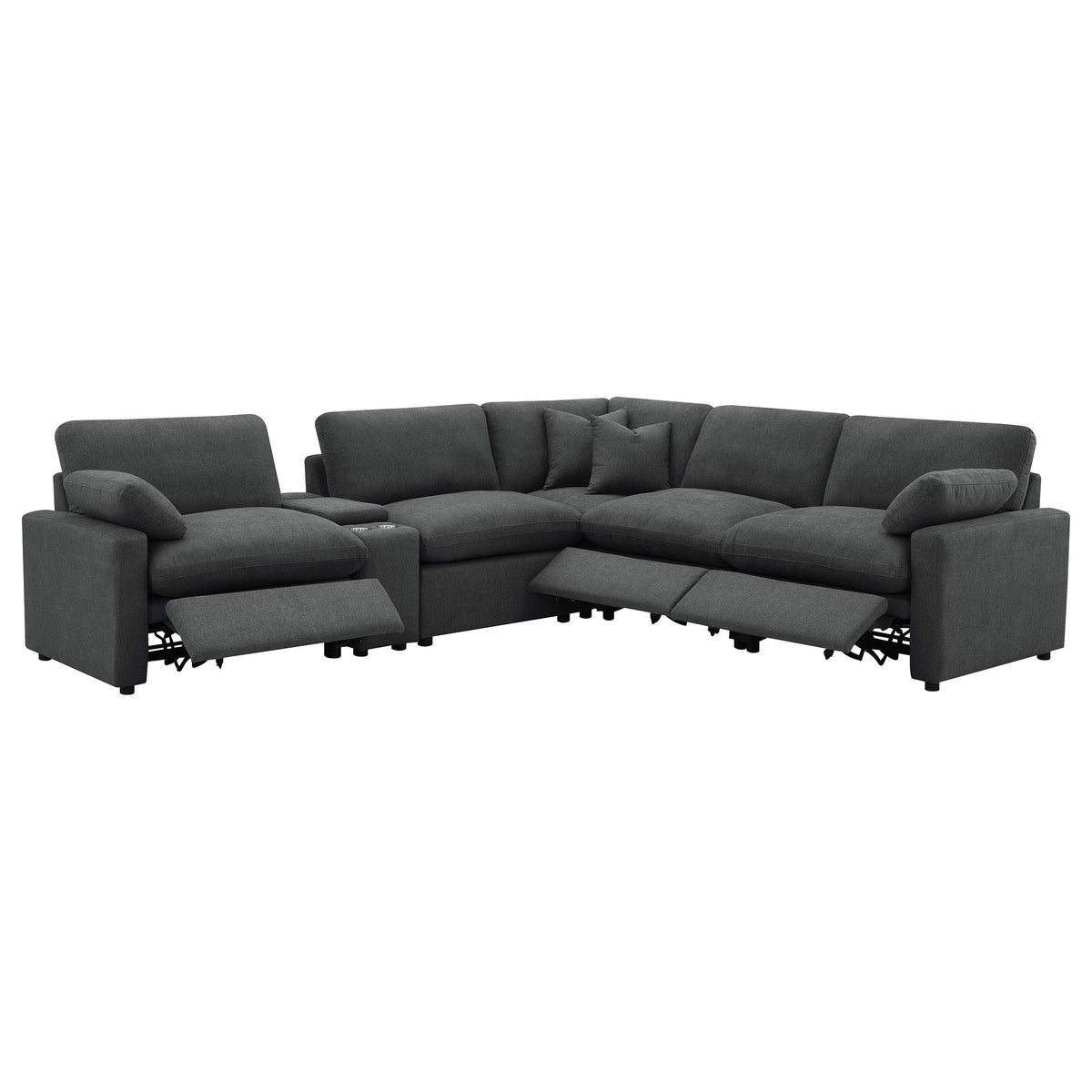  Coaster Furniture Collins 609530P-SET 6-piece Modular Power Reclining Sectional - Dark Grey IMAGE 2
