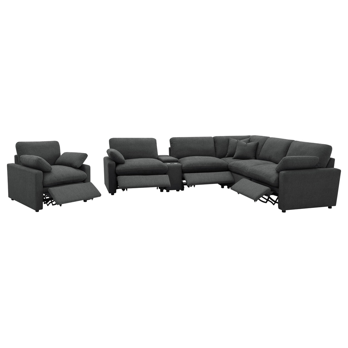  Coaster Furniture Collins 609530P-SET 6-piece Modular Power Reclining Sectional - Dark Grey IMAGE 5
