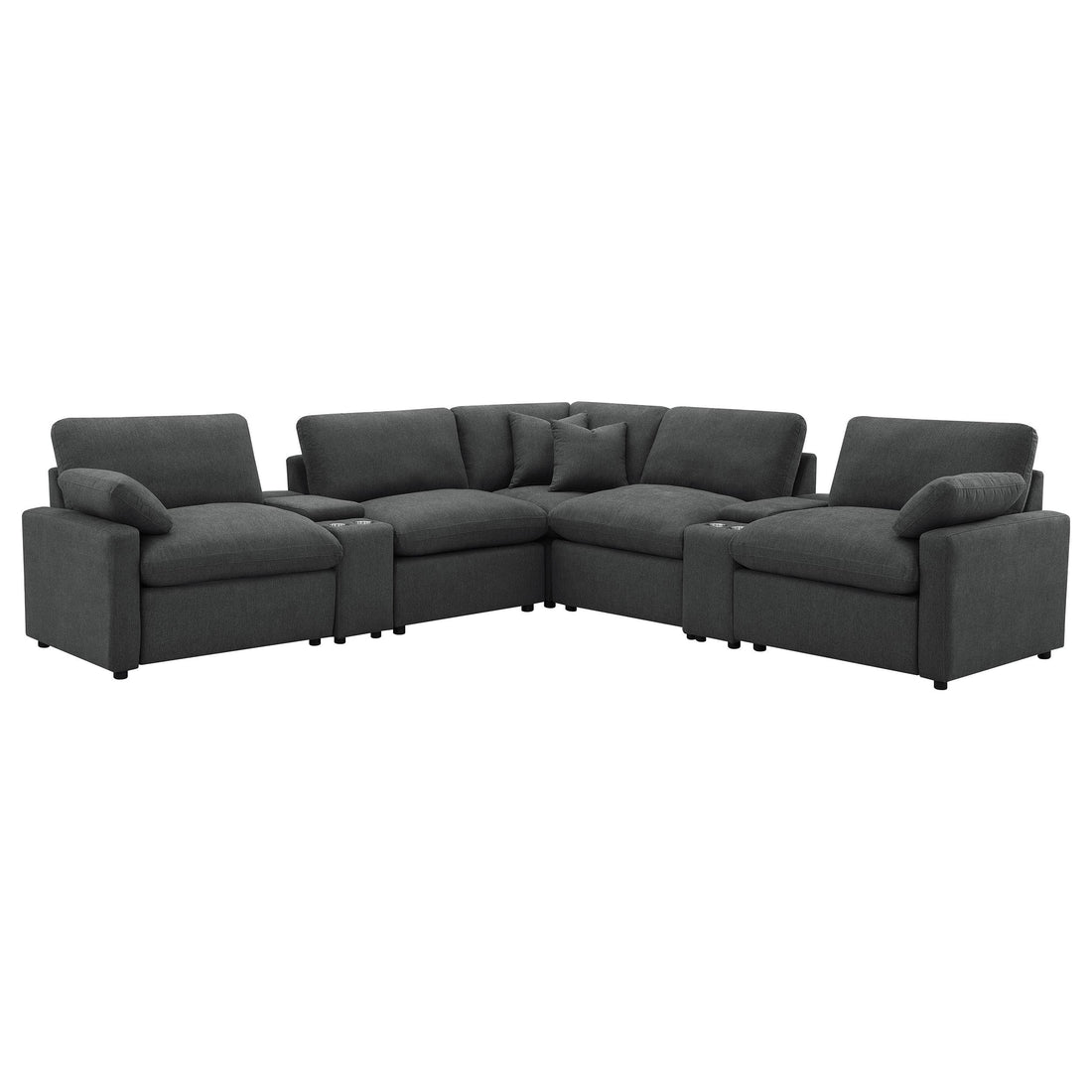  Coaster Furniture Collins 609530P-SETA 7-piece Modular Power Reclining Sectional - Dark Grey IMAGE 1
