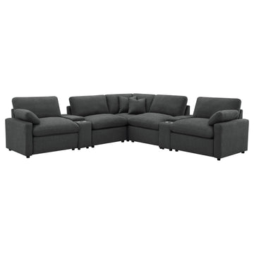  Coaster Furniture Collins 609530P-SETA 7-piece Modular Power Reclining Sectional - Dark Grey IMAGE 1