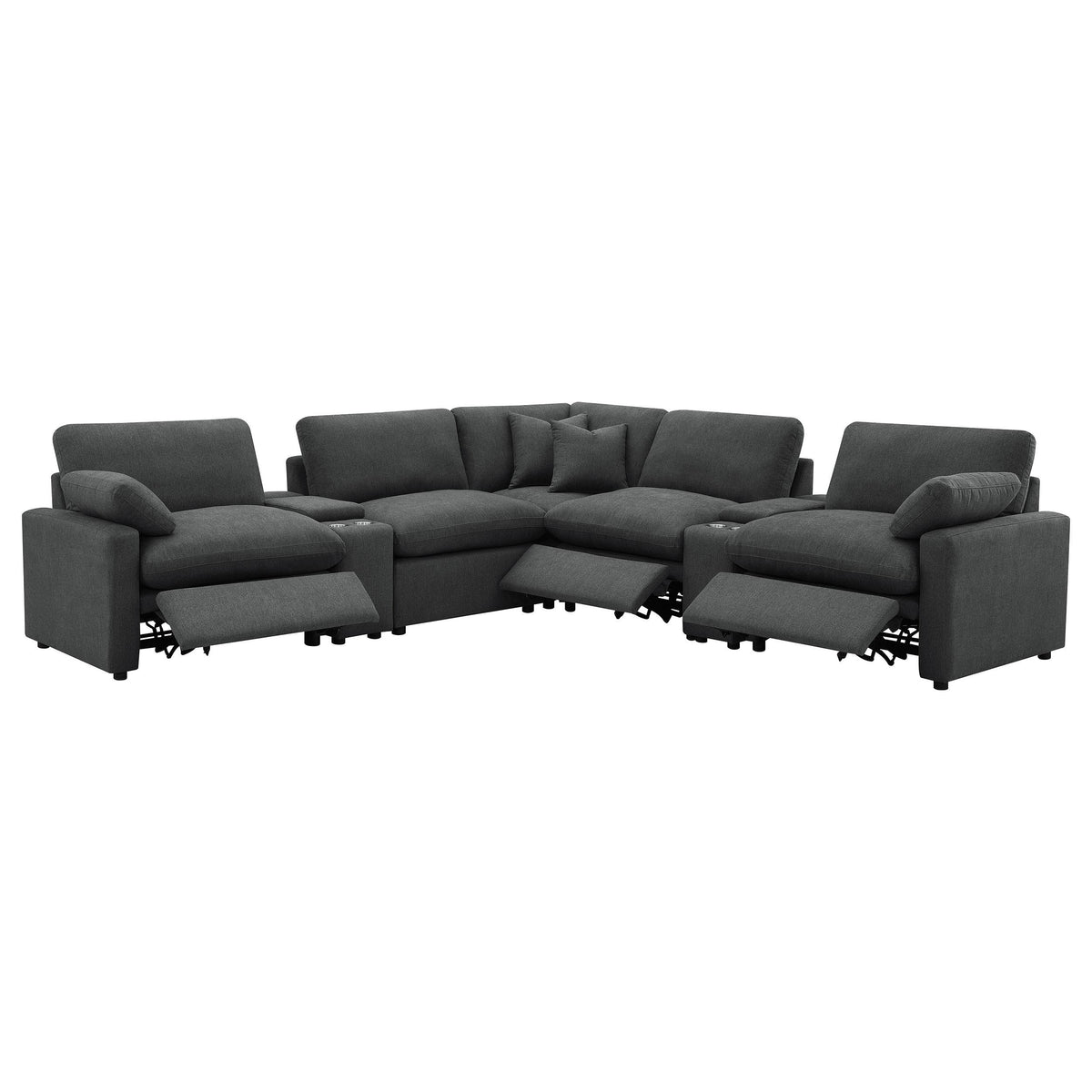  Coaster Furniture Collins 609530P-SETA 7-piece Modular Power Reclining Sectional - Dark Grey IMAGE 4