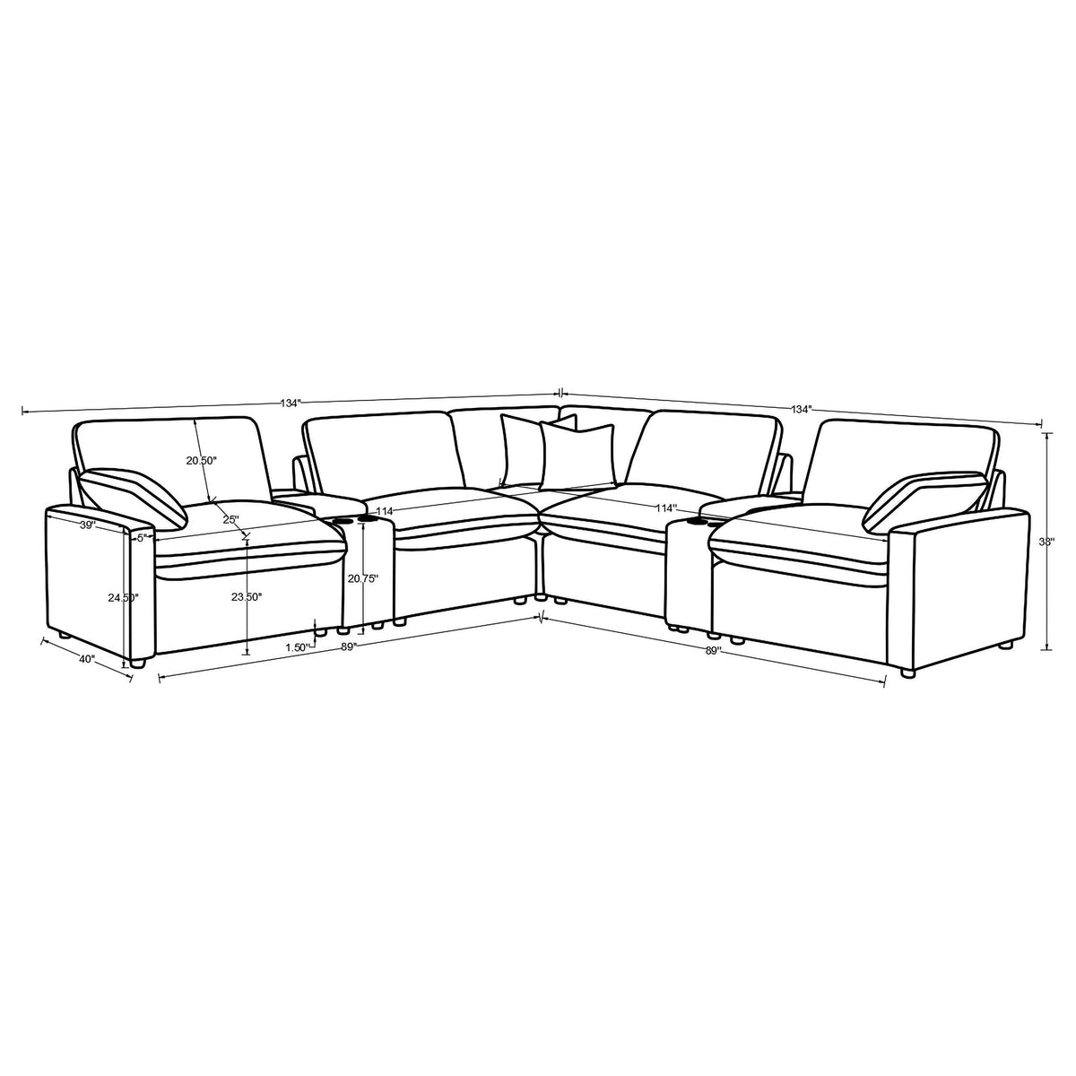  Coaster Furniture Collins 609530P-SETA 7-piece Modular Power Reclining Sectional - Dark Grey IMAGE 7