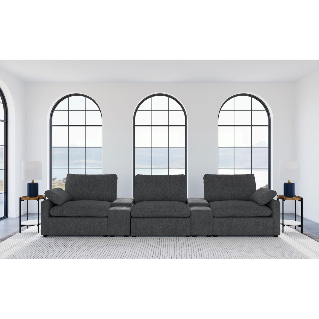  Coaster Furniture Collins 609531PT 5-Piece Power Reclining Home Theater Seating - Dark Grey IMAGE 1