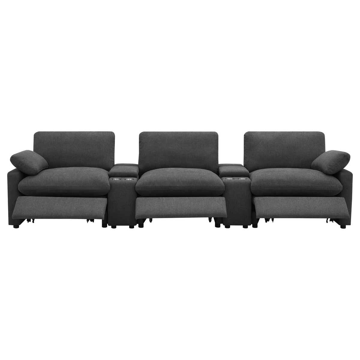  Coaster Furniture Collins 609531PT 5-Piece Power Reclining Home Theater Seating - Dark Grey IMAGE 4