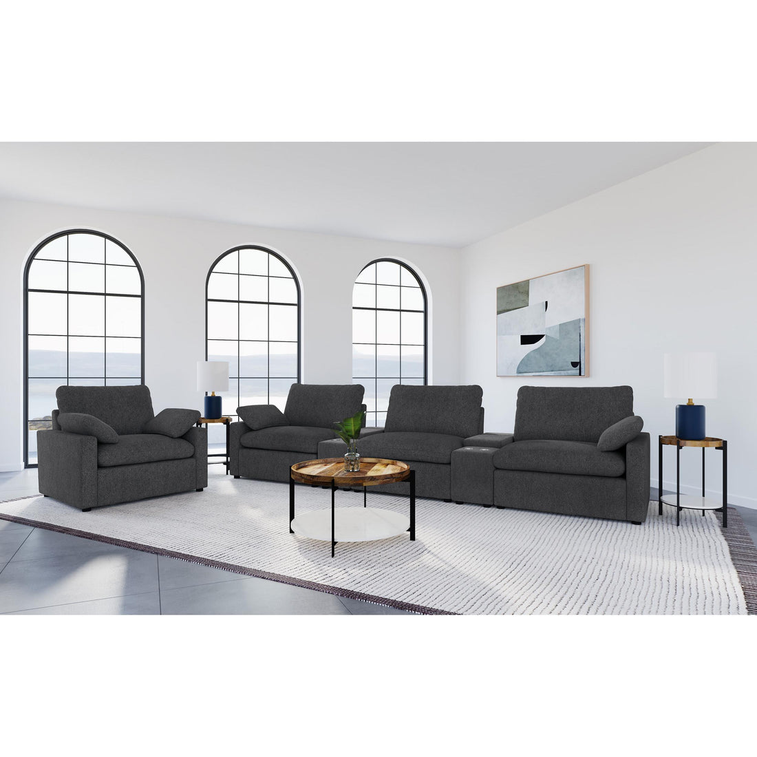  Coaster Furniture Collins 609533P Upholstered Power Recliner Chair - Dark Grey IMAGE 1