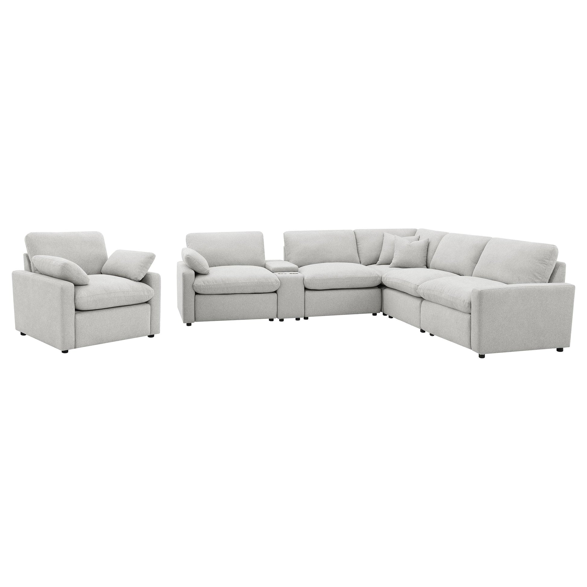  Coaster Furniture Collins 609560P-SET 6-piece Modular Power Reclining Sectional - Grey IMAGE 2