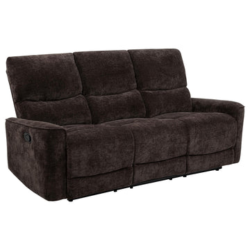  Coaster Furniture Navarro 609571 Chenille Upholstered Reclining Sofa - Dark Brown IMAGE 1