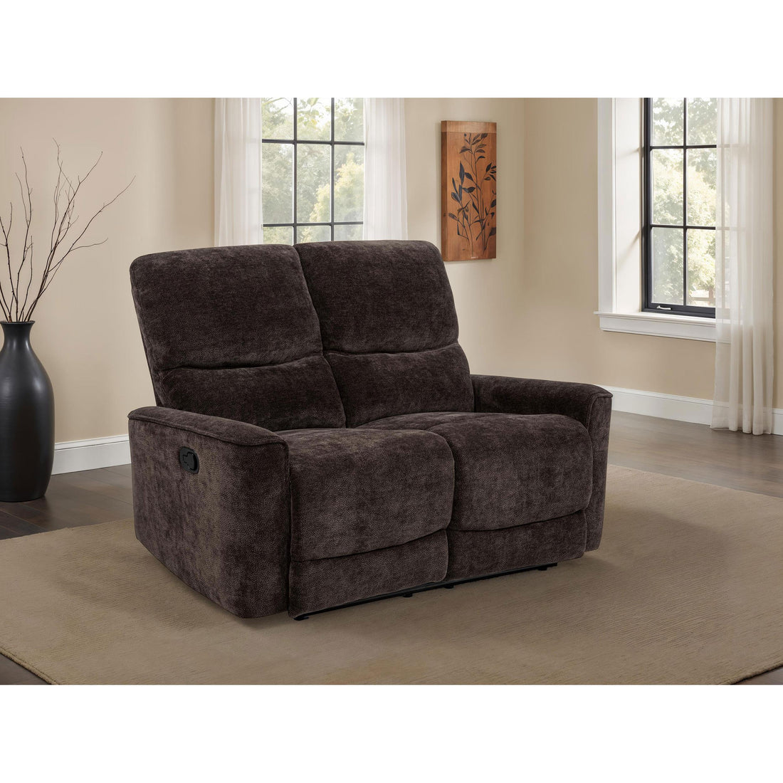  Coaster Furniture Navarro 609572 Chenille Upholstered Reclining Loveseat - Dark Brown IMAGE 1