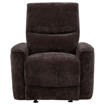  Coaster Furniture Navarro 609573 Chenille Upholstered Glider Recliner - Dark Brown IMAGE 1