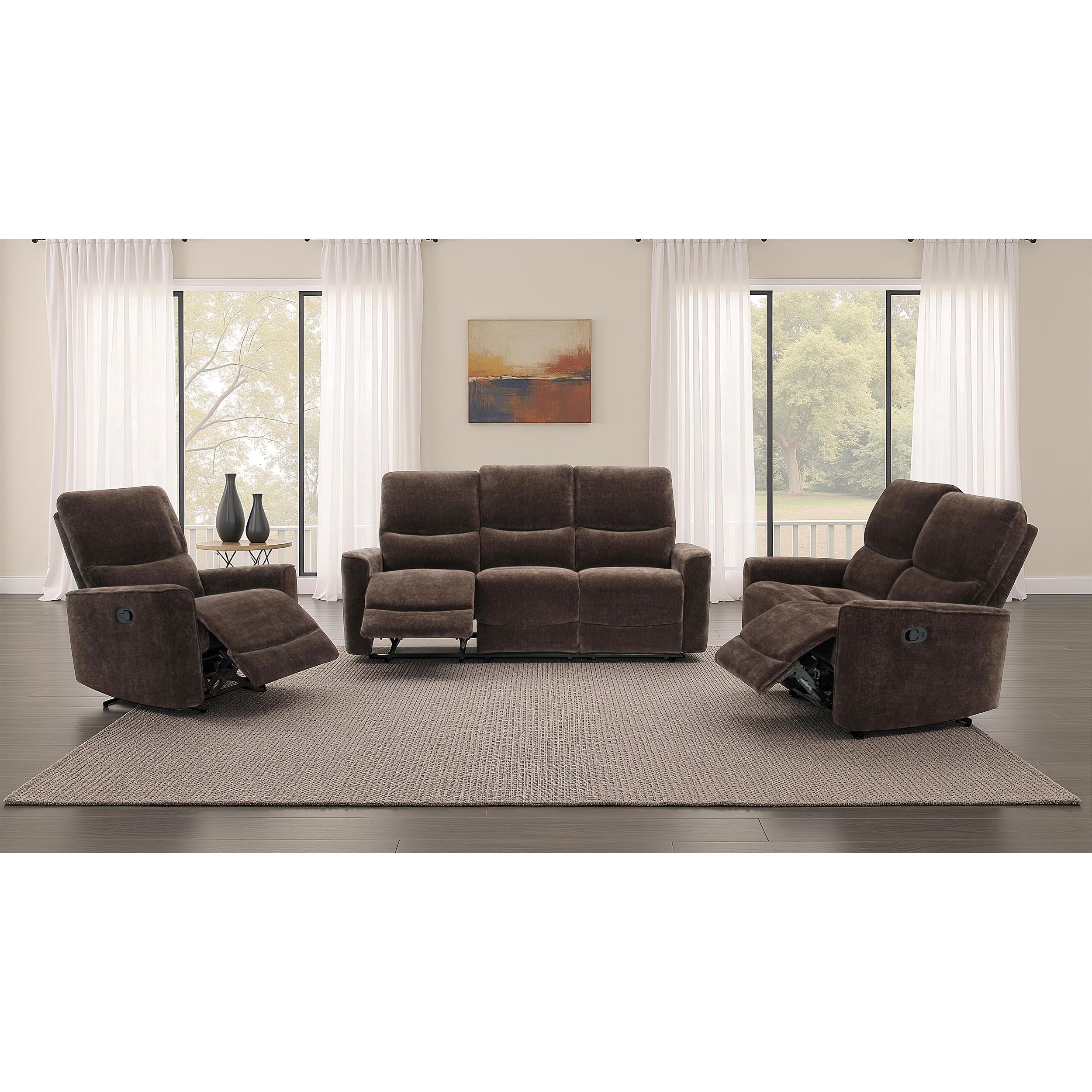  Coaster Furniture Navarro 609573 Chenille Upholstered Glider Recliner - Dark Brown IMAGE 11