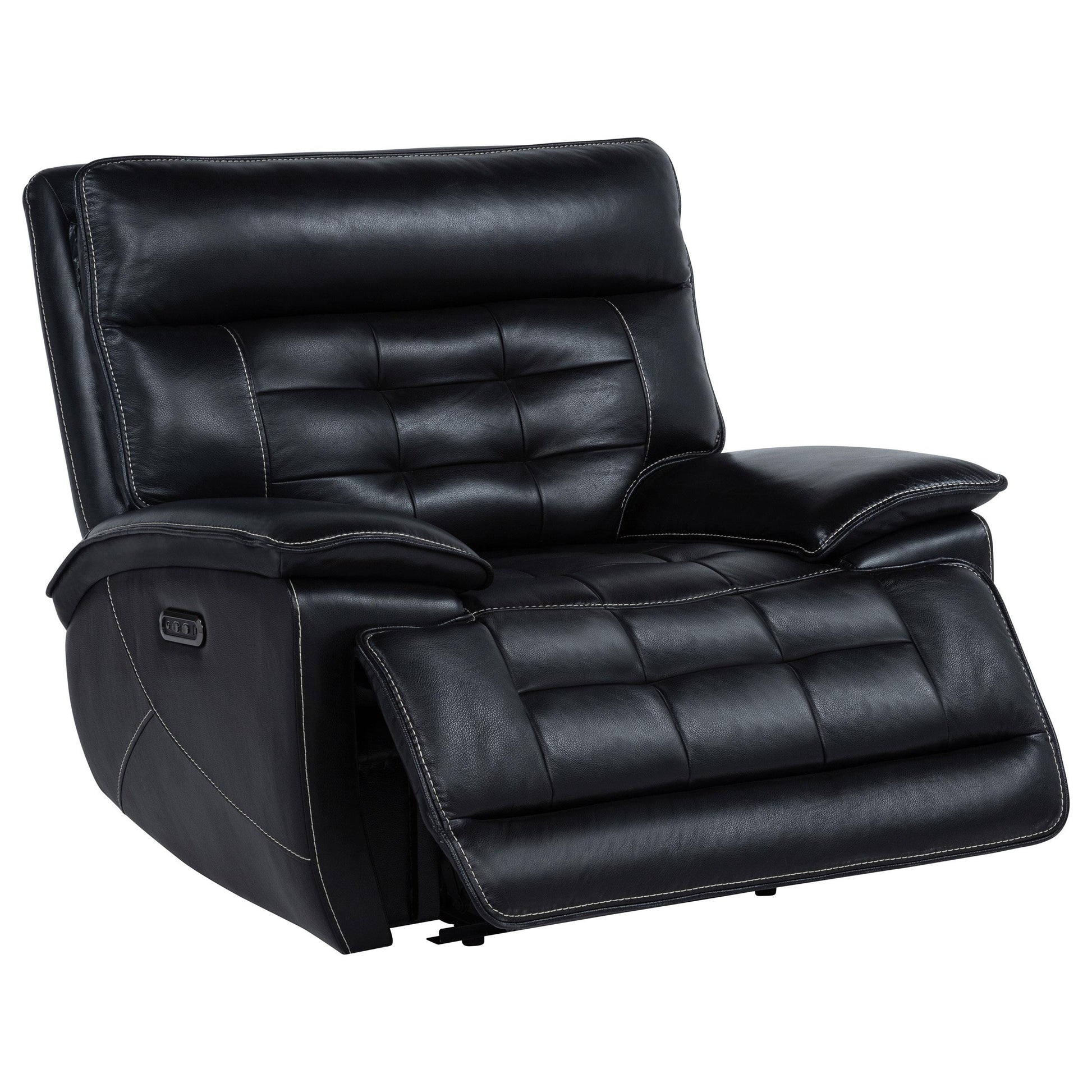  Coaster Furniture Hewitt 609613PP Leather Upholstered Dual Power Recliner Chair - Black IMAGE 2