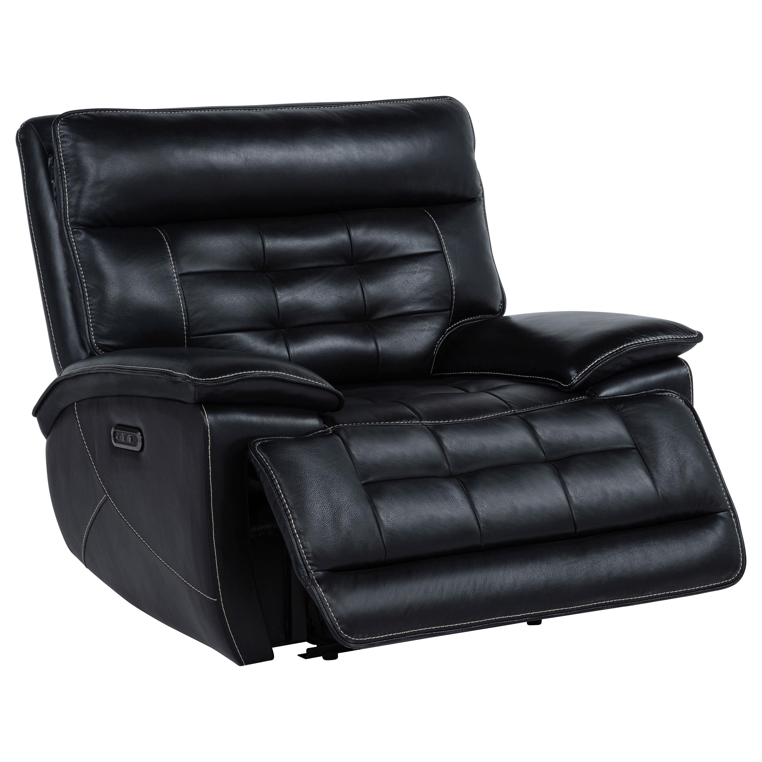  Coaster Furniture Hewitt 609613PP Leather Upholstered Dual Power Recliner Chair - Black IMAGE 2