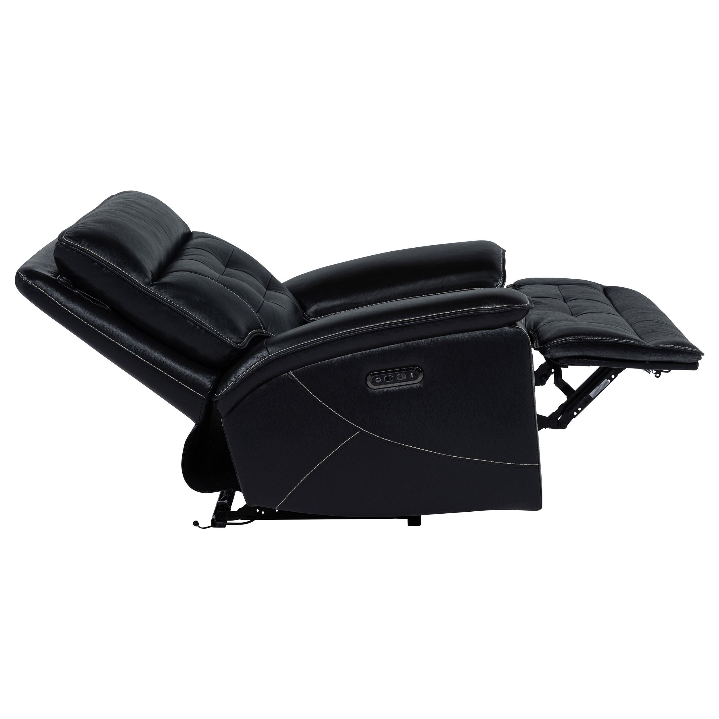  Coaster Furniture Hewitt 609613PP Leather Upholstered Dual Power Recliner Chair - Black IMAGE 3