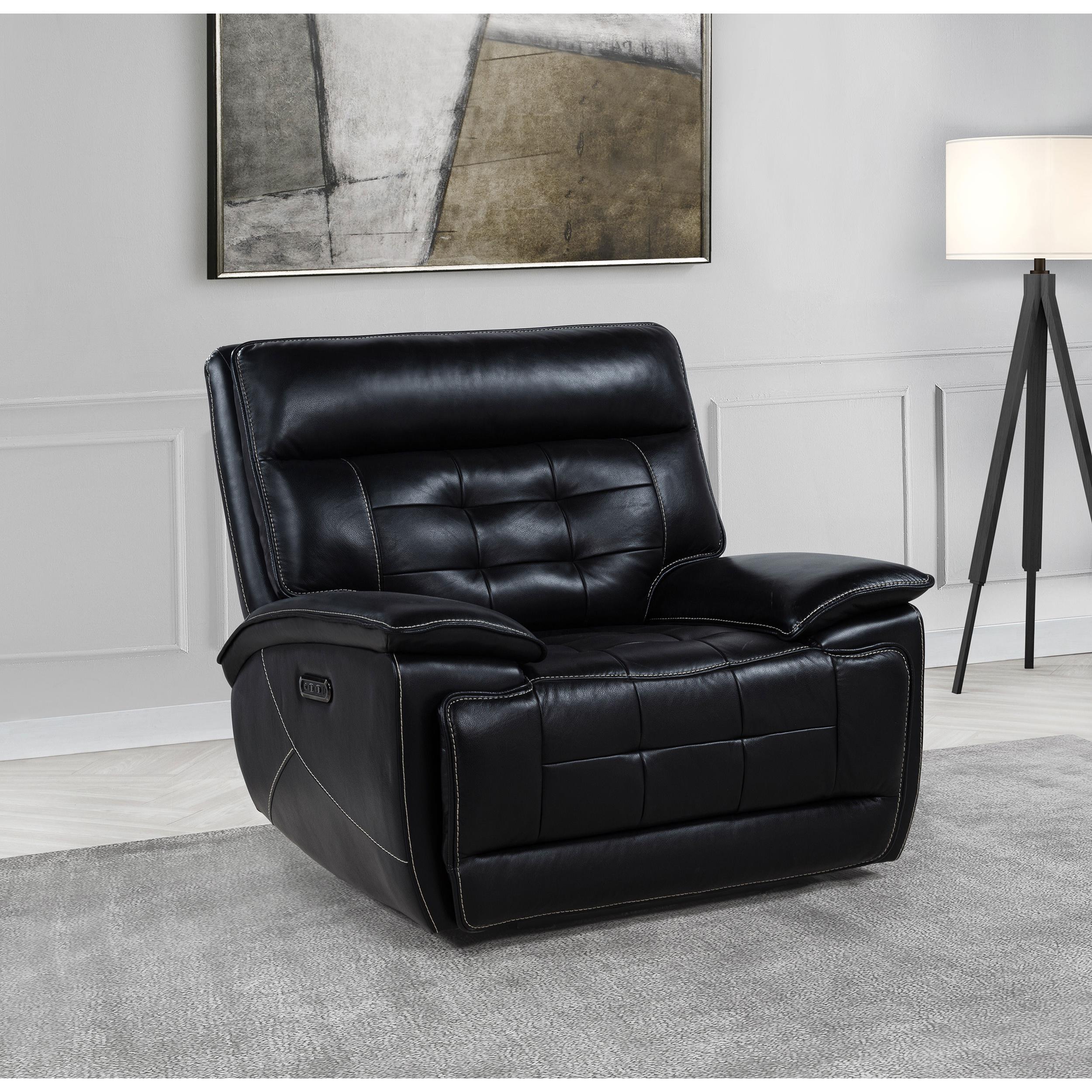  Coaster Furniture Hewitt 609613PP Leather Upholstered Dual Power Recliner Chair - Black IMAGE 5