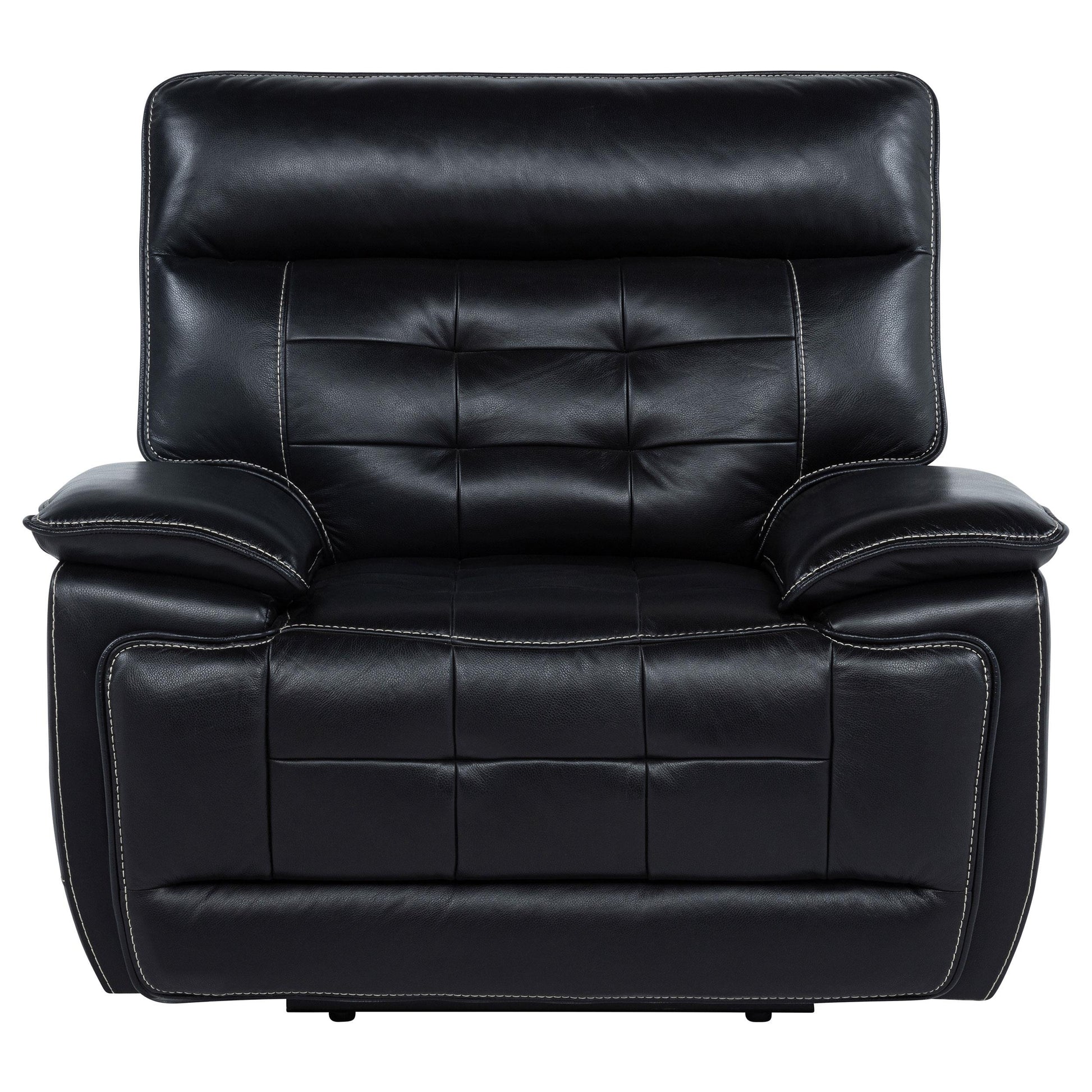  Coaster Furniture Hewitt 609613PP Leather Upholstered Dual Power Recliner Chair - Black IMAGE 6