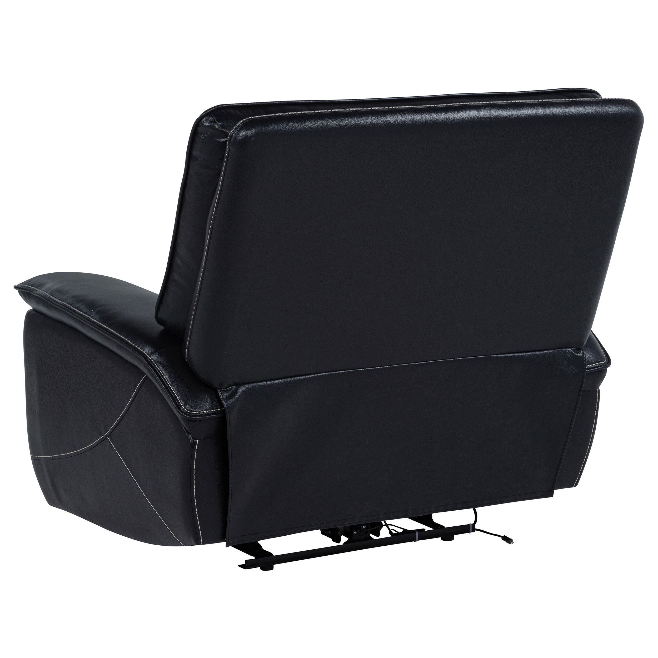  Coaster Furniture Hewitt 609613PP Leather Upholstered Dual Power Recliner Chair - Black IMAGE 8
