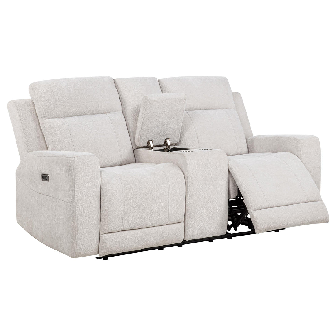 Coaster Furniture Kennett 610152P Chenille Upholstered Power Reclining Loveseat - Ivory IMAGE 1