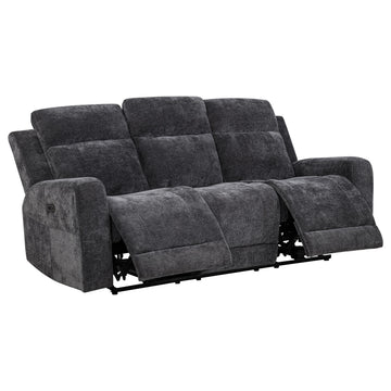  Coaster Furniture Kennett 610154P Chenille Upholstered Power Reclining Sofa - Dark Grey IMAGE 1