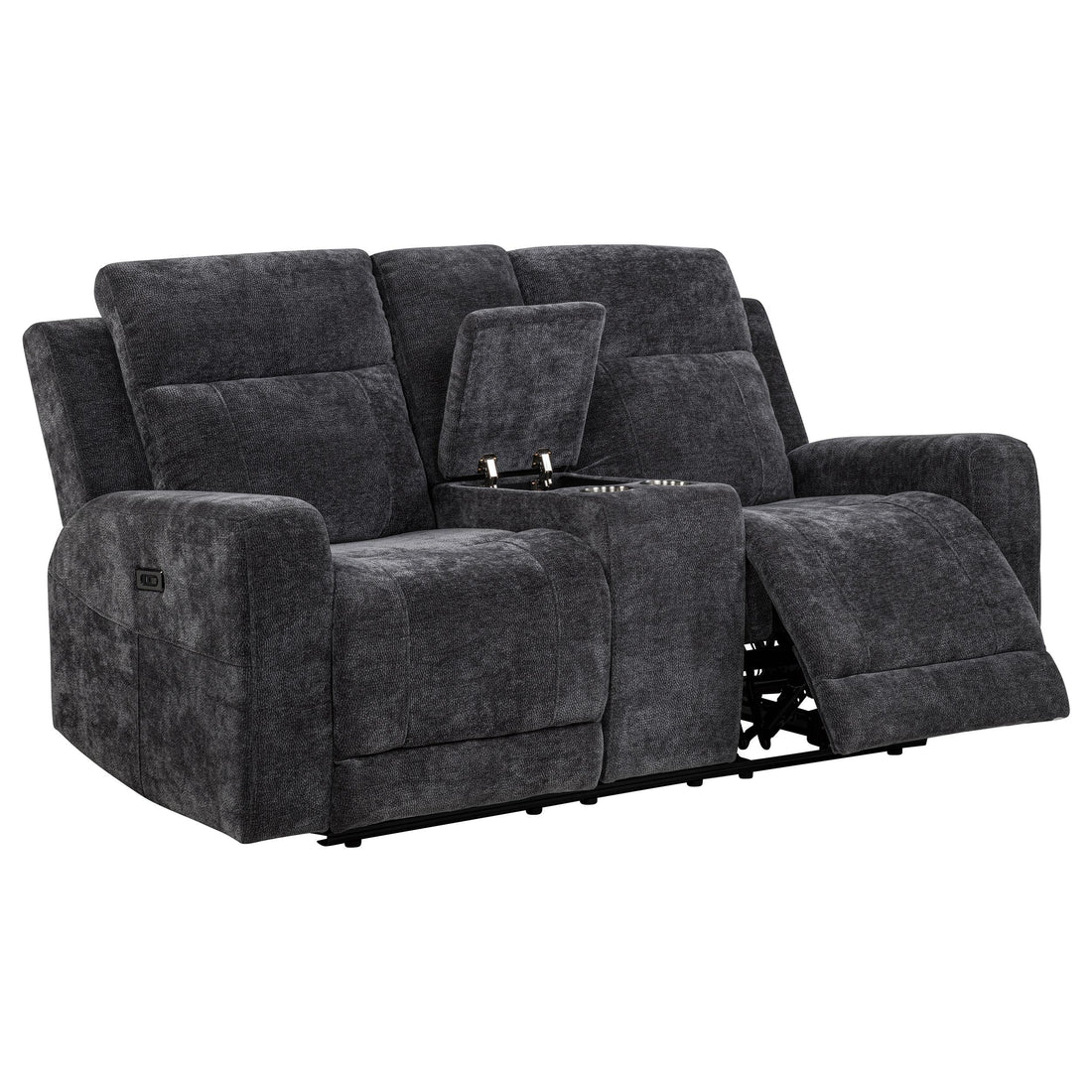  Coaster Furniture Kennett 610155P Chenille Upholstered Power Reclining Loveseat - Grey IMAGE 1