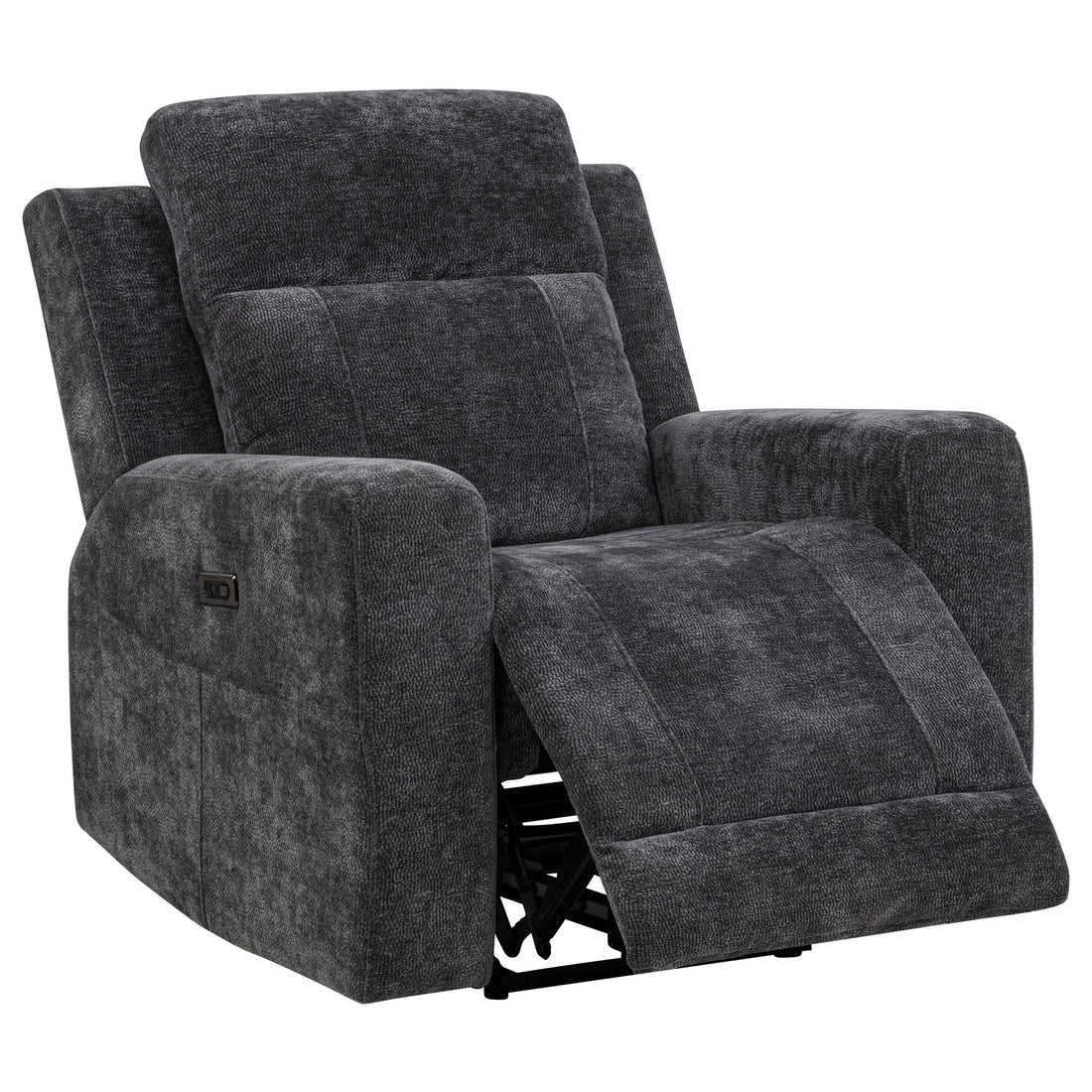  Coaster Furniture Kennett 610156P Chenille Upholstered Power Recliner Chair - Dark Grey IMAGE 1