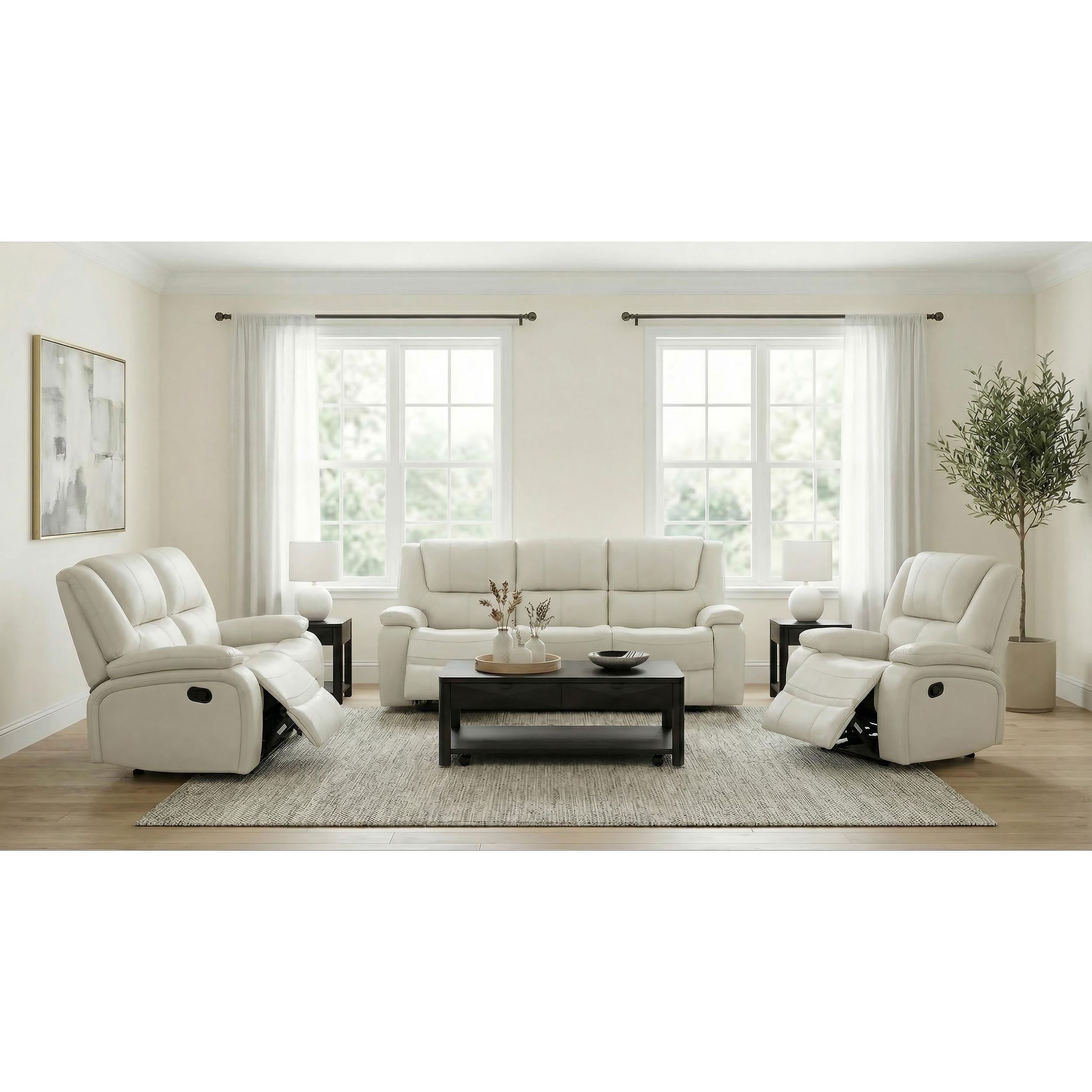 Coaster Furniture Camila 610248 Upholstered Motion Reclining Loveseat - White IMAGE 11