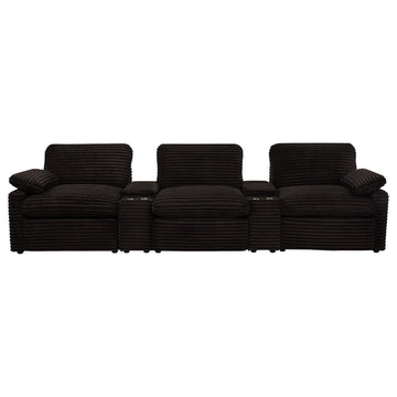  Coaster Furniture Collins 610351PT 5-Piece Power Reclining Home Theater Seating - Chocolate Brown IMAGE 1