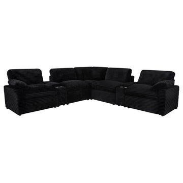  Coaster Furniture Collins 610360P-SETA 7-piece Modular Power Reclining Sectional - Black IMAGE 1