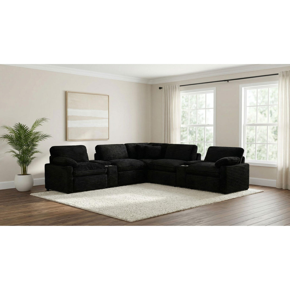  Coaster Furniture Collins 610360P-SETA 7-piece Modular Power Reclining Sectional - Black IMAGE 1