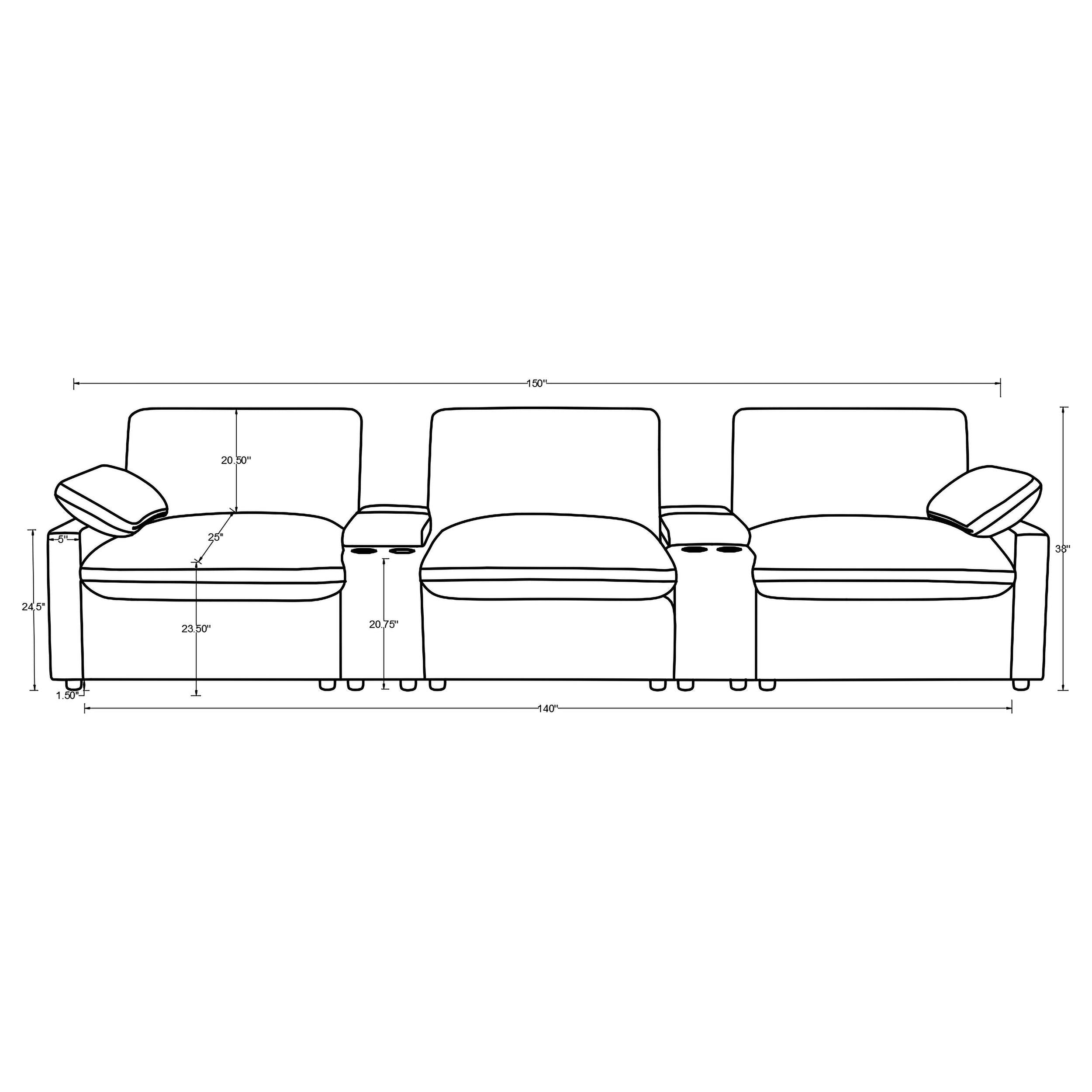  Coaster Furniture Collins 610361PT 5-Piece Power Reclining Home Theater Seating - Black IMAGE 14