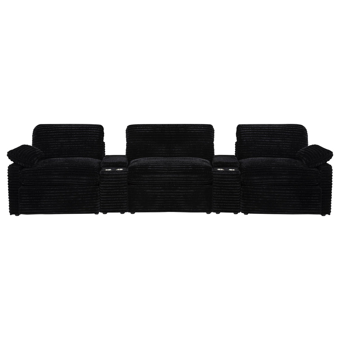  Coaster Furniture Collins 610361PT 5-Piece Power Reclining Home Theater Seating - Black IMAGE 1