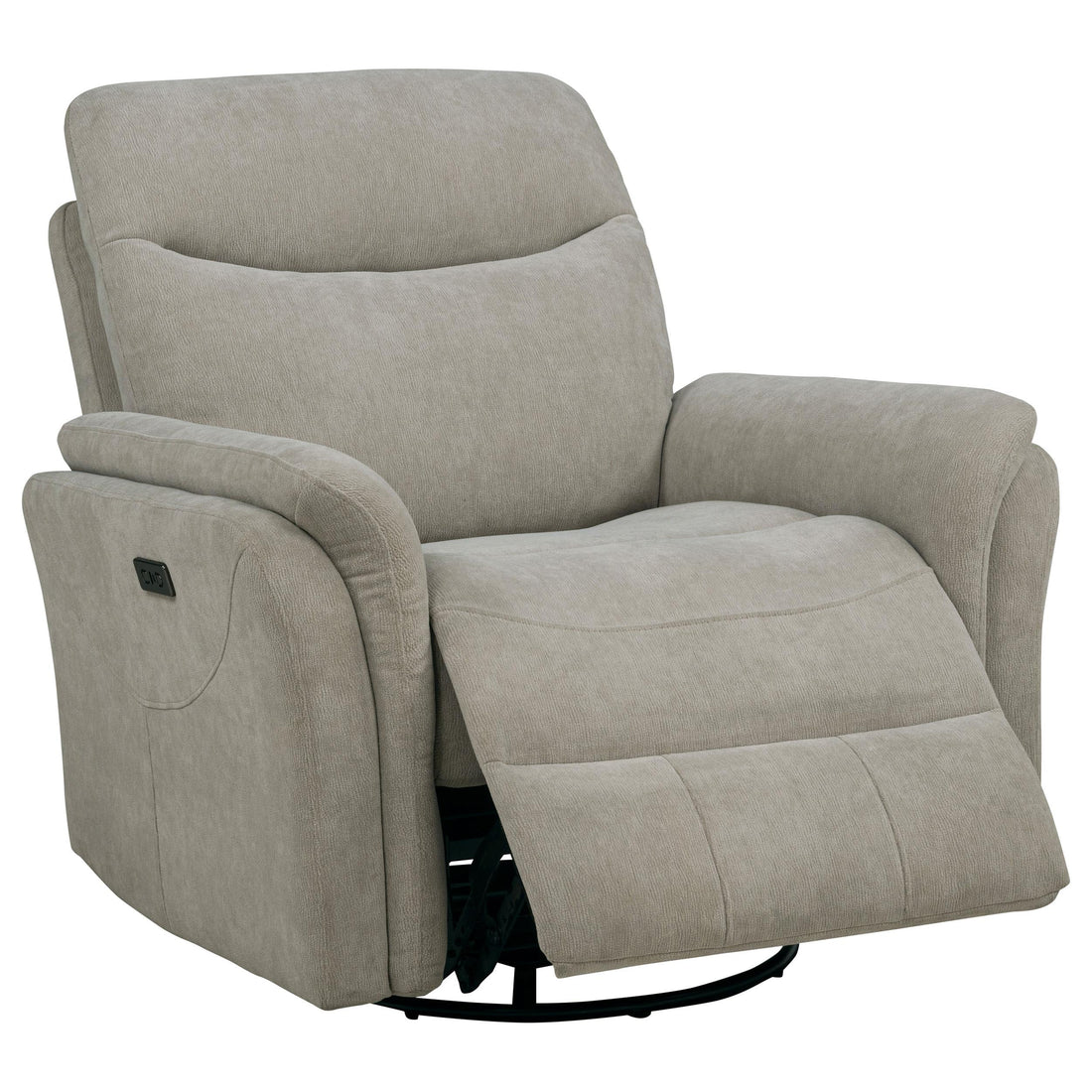  Coaster Furniture Adler 610423P Upholstered Power Swivel Glider Recliner - Greige IMAGE 1