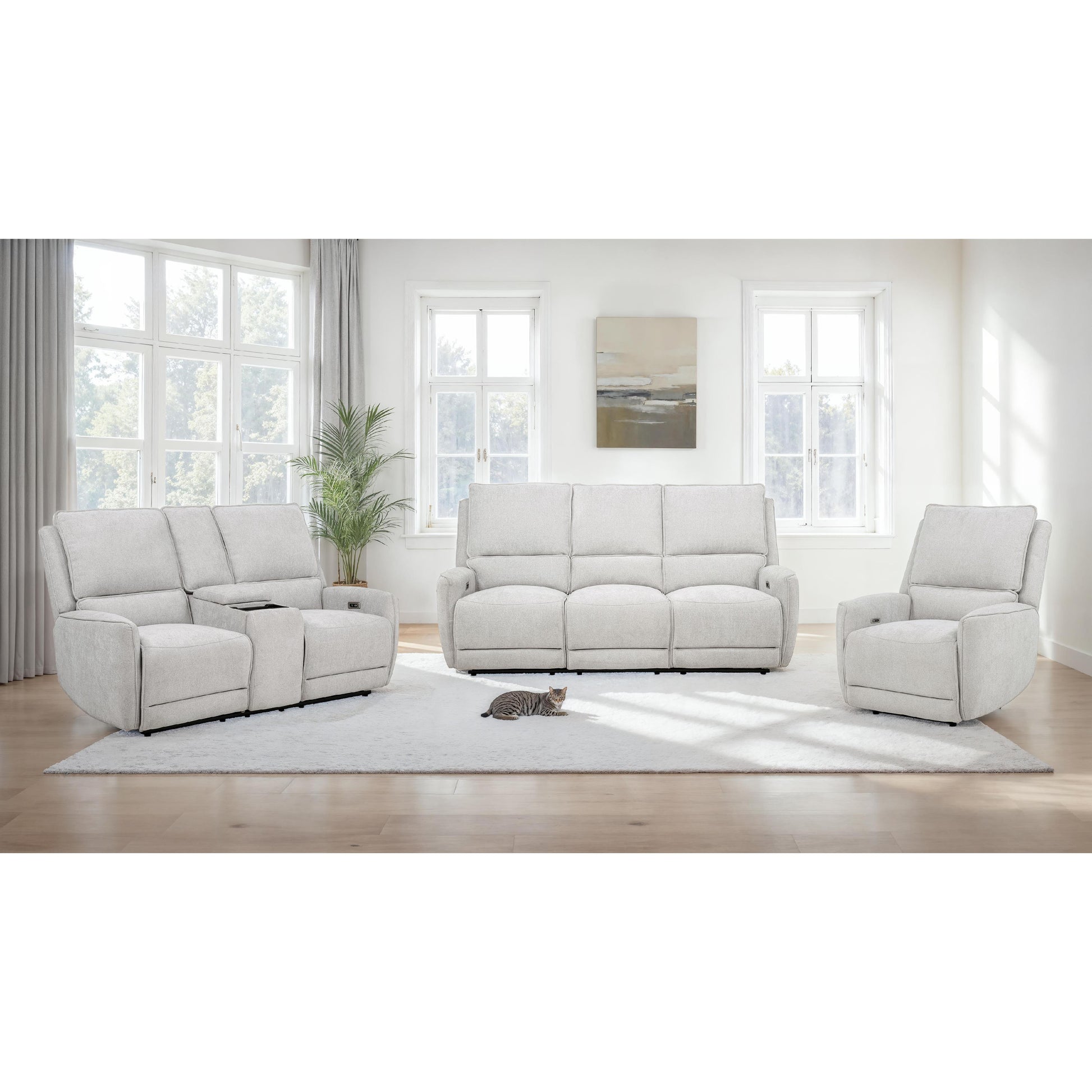  Coaster Furniture Sylmar 610521P Chenille Upholstered Power Reclining Sofa - Dove Grey IMAGE 17