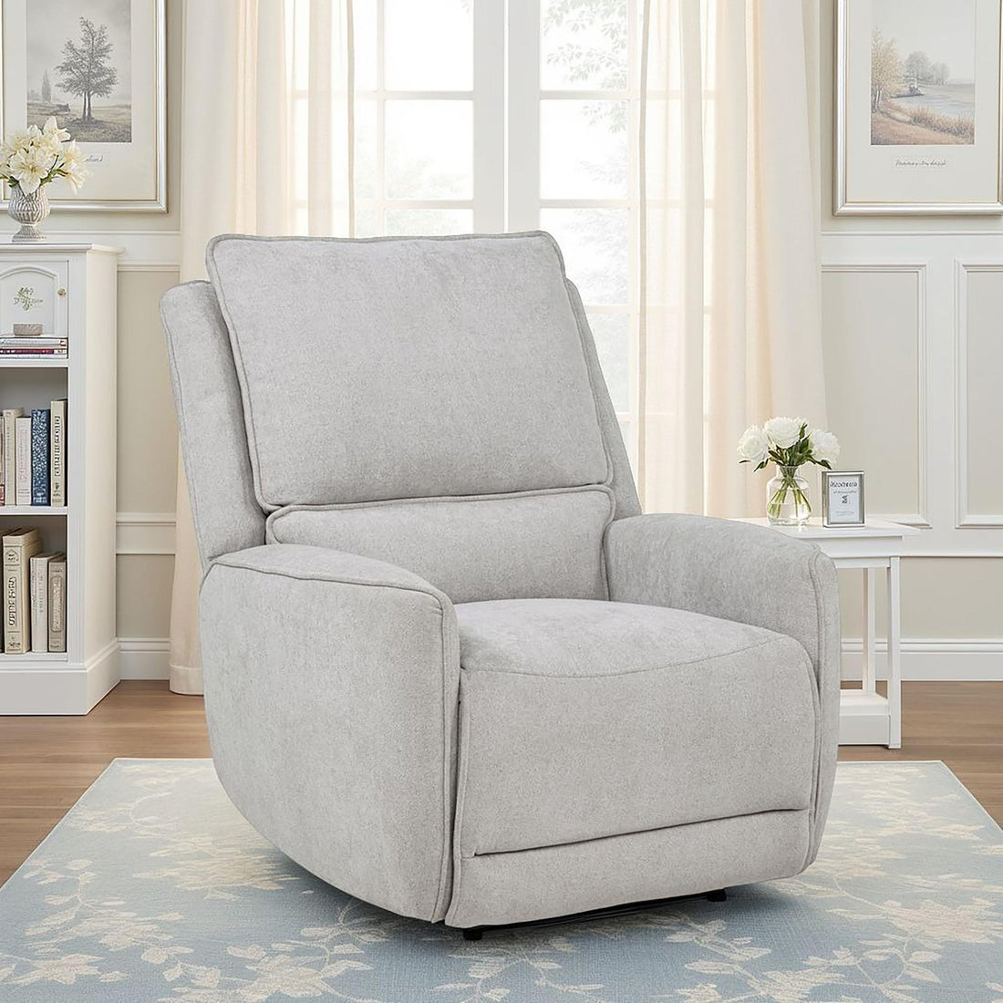  Coaster Furniture Sylmar 610523P Chenille Upholstered Power Recliner - Dove Grey IMAGE 1