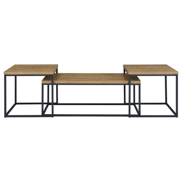  Coaster Furniture Straden 700144 3-piece Engineered Wood Coffee Table Set - Mango/Black IMAGE 1