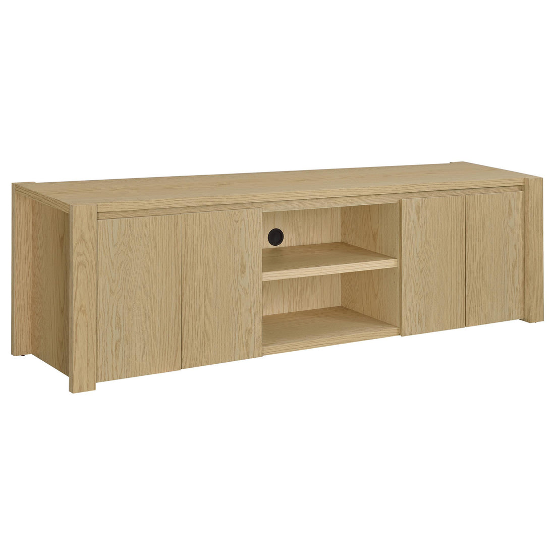  Coaster Furniture Laurelton 701653 78-inch 4-door TV Stand Media Console - Light Oak IMAGE 1